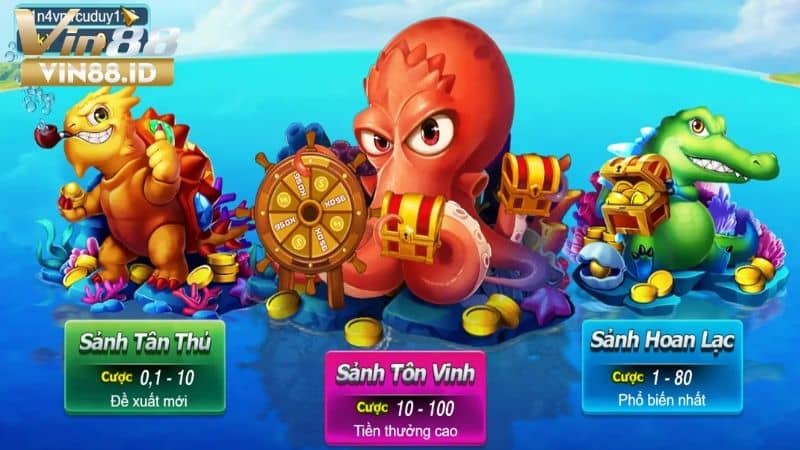Vương Giả Đánh Cá - Siêu Phẩm Bắn Cá Nhận Thưởng Khủng Tại VIN88 Những phòng cược trong vương giả đánh cá