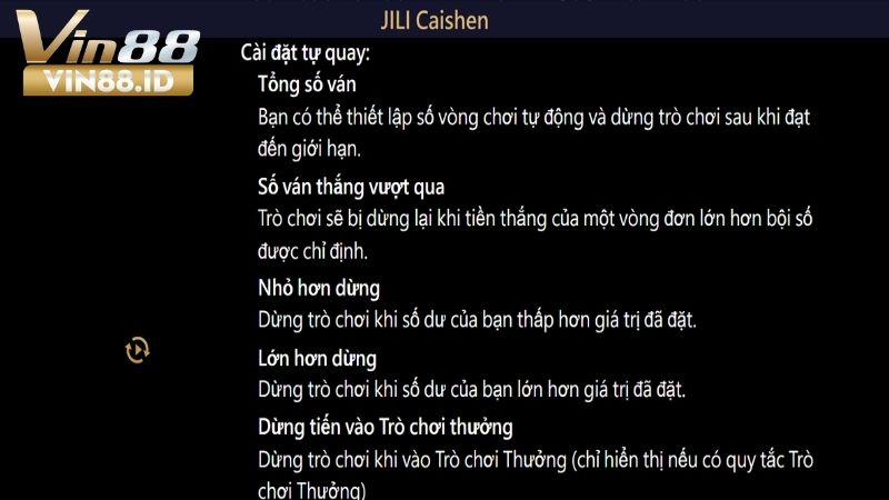 Thần Tài Giáng Lâm - Trò Chơi Nổ Hũ Cực Hấp Dẫn Tại VIN88 Không nên chọn quay tự động